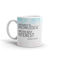 Load image into Gallery viewer, Investment in Knowledge White glossy mug