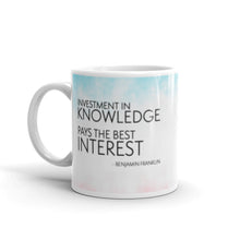 Load image into Gallery viewer, Investment in Knowledge White glossy mug
